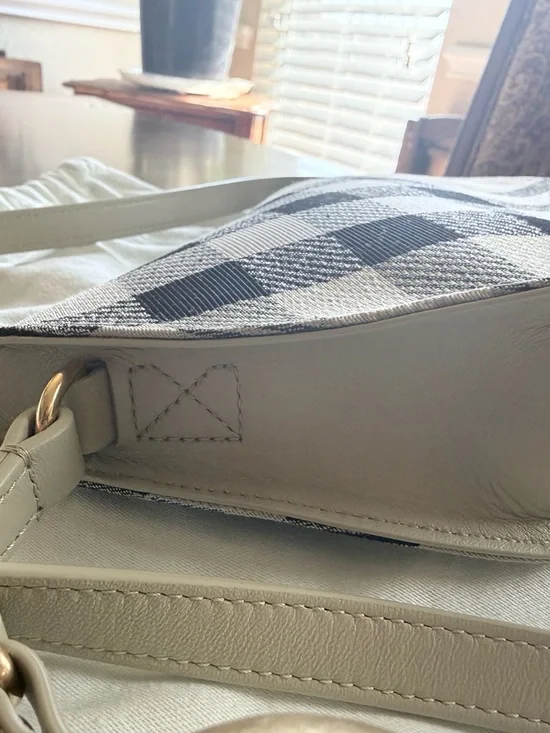 Burberry Black & Cream Check Canvas Crossbody Bag with Blue Accent - Picture 5 of 14